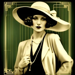 arafed image of a woman in a hat and jacket, jazz age, 8k artistic 1920s photography, wearing 1 9 2 0 s fashion, art deco portrait, 1920s style, 1 9 2 0 s style, 1930s style clothing, 1 9 2 0 s cloth style, elegant woman, woman with hat
