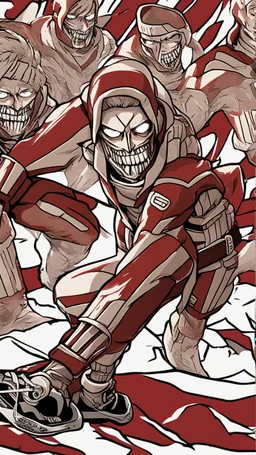 attack on titan red titan pattern for snowboard