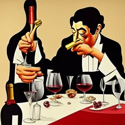 ADULTS DRINKING WINE DALI