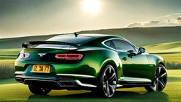 A sleek (((Bentley Camaro))), its iconic silhouette elegantly contorted, cutting through a (sunny, open field), desktop wallpaper, rear view