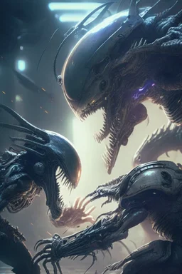 Alien fighting ,highly detailed, artstation, sharp focus,4k