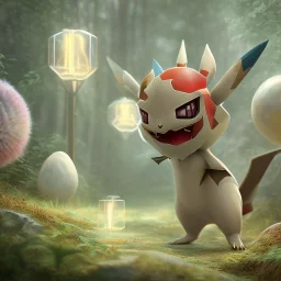 Mystery pokemon,Ambiance dramatique, hyperrealisme, 8k, high quality, lot of details, fit within portrait