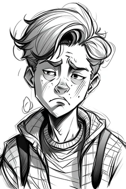 Boy insecure sad sketch