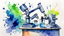 watercolor painting. Microscope. Hospital. laboratory. microscope. Illustration. painting