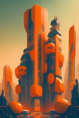 orange futuristic city