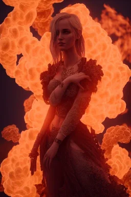 portrait of samantha prince set in fire, cinematic lighting, photorealistic, ornate, intricate, realistic, detailed, volumetric light and shadow, hyper HD, octane render, unreal engine insanely detailed and intricate, hypermaximalist, elegant, ornate, hyper-realistic, super detailed --v 4