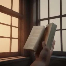 reading a book by the window ultra detail, curl hair, realistic photo unreal engine, cinematic lighting --ar 1:1 creative