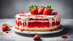 Strawberry cake, Fraisier cake on cncrete background