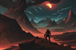 make the domain expansion like The domain itself looks like barren land, for him, anywhere he step is safe, even if he step on traps The land is filled with landmines, pitfalls with sharpened bamboo costed with cursed energy make the background like a battlefield make a war going on in the background make the character facing the backward make the whole background coming out of a sword
