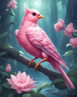RPG style, Divine looking pink bird pet