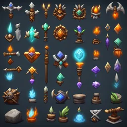 Mini symbols of shaman class in mmorpg game , extra detailed ,8k resultion