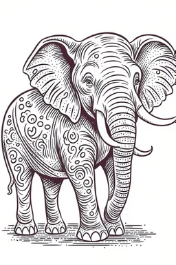 COLORING DRAW OF A ELEPHANT IN CARTOON STYLE, FEW DETAILS , THICK LINES