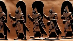 Pharaoh soldiers emerge from inside leather bags