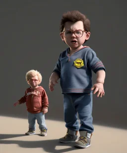 Kenny Hofstadter toddler, full body, dramatic lighting, angry, hyper realistic