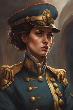portrait of a napolitano woman wearing a traditional nineteenth century kingdom of naples military jacket, metal shoulder pauldrons, intricate, highly detailed, digital painting, artstation, concept art, sharp focus, cinematic lighting, illustration, art by artgerm and greg rutkowski, alphonse mucha, cgsociety