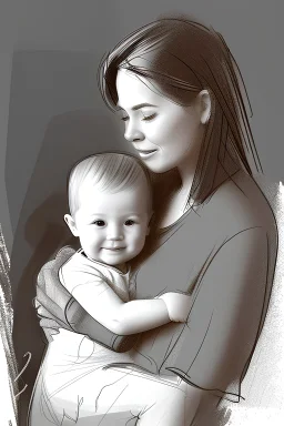 mom and child sketch