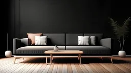 modern living room with sofa. scandinavian interior design furniture. 3d illustration