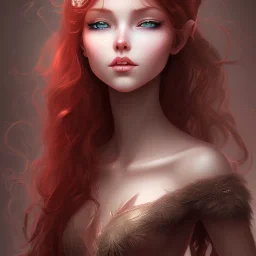 half-elf girl teen Irish red medium wavy hair