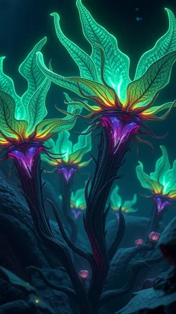 "3D HR Complex Unique and Beautiful Bioluminescent Carnivorous Plants, a breathtaking frontier fantasy artwork by Android Jones, Jean Baptiste monge, Alberto Seveso, Erin Hanson, Jeremy Mann. Minimalist highly detailed and complex professional_photography, masterpieces, 8k resolution concept art, Artstation, tricolor, Unreal Engine 5, cgsociety" Highly detailed ArtStation Concept Art Clear Focus Smooth cinematic 4K epic Details Serious Stoic ARTgerm AN's mature art. Bosch painting style,Busch