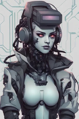 cyberpunk female robot hacker