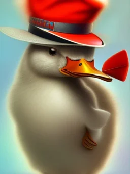 A duck with a hat on it