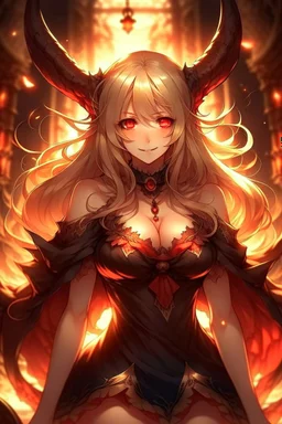 hot anime woman dress and blonde hair devil