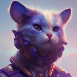 A beautiful portrait of a cute cycat by sandra chevrier and, greg rutkowski and wlop, purple blue color scheme, high key lighting, volumetric light, digital art, highly detailed, fine detail, intricate, ornate, complex, octane render, unreal engine, photorealistic