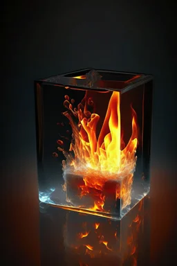 Fire in square glass