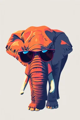 elephant with sunglasses in the style of warhol