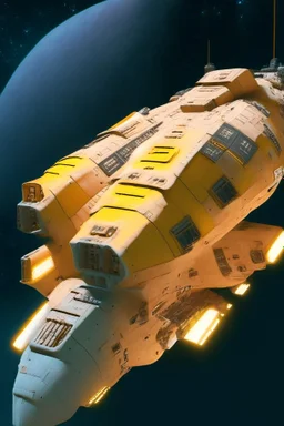 cargo-type spaceship in deep space