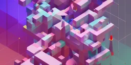 3D colorful geometric installation, simplistic, studio lighting, C4D, 16k, Behance, Artstation, centered, top down camera, vibrant