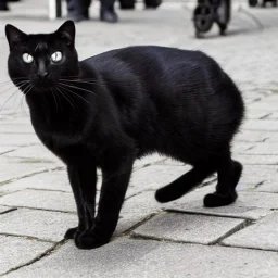 A black cat on two legs in Paris