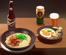 ramen with beer drink