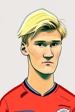 Martin Odegaard Norwegian football player ,cartoon 2d