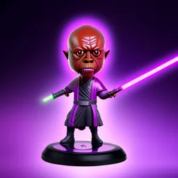 Bald Plastic mace windu purple Glow jedi bobblehead with boots,