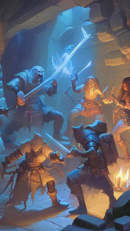 rpg group fighting in a dungeon