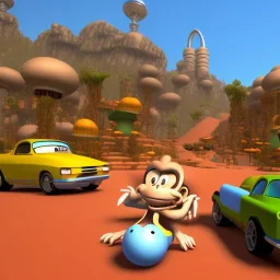 a new donkeykong level with small cars, fine detail, graphics