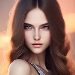 woman with Light-brown long hair, dark fantasy setting, ethereal, soft lighting, soft green-brown eyes, big cheeks, big forehead ,wide chin,