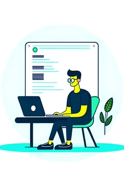 vector illustration for developer working on a laptop