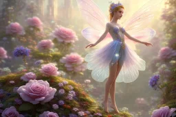 one very little beautiful fairy on a big crystal subtle flower in a galactic ambiance, transparent petals, delicate colors, in the foreground, full of details, smooth, bright sunshine，soft light atmosphere, light effect，vaporwave colorful, concept art, smooth, extremely sharp detail, finely tuned detail, ultra high definition, 8 k, unreal engine 5, ultra sharp focus