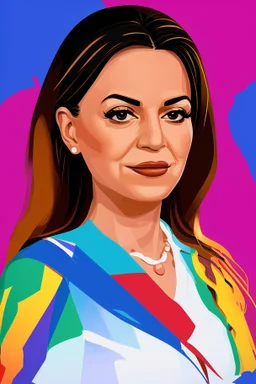 Portrait of a powerful and beautiful female president with pride background