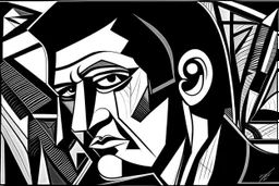 elvis style of pablo piccasso simple black and white