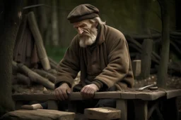 The woodcutter is a hardworking man who is struggling to make ends meet looking front