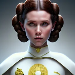 photorealistic princess leia in star wars ,braided hair, hazel iris, illustration on coarse canvas by wlop , ornate and intricate details