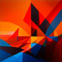 abstract sunset, by Arthur Secunda, abstract geometric painting