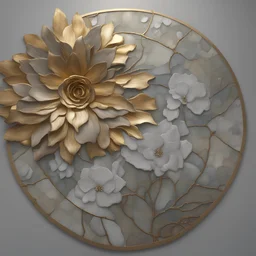 mashing prompts, I used the alcohol ink with gold leading edge in 3D flower, stained glass, highly detailed, bas relief, and made it into a mural in a dove grey luxe bedroom with gold accents. I love mashing!
