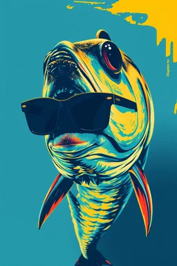 baracuda with sunglasses in the style of warhol