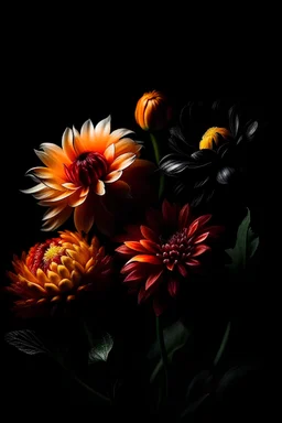Stunning flowers with black background
