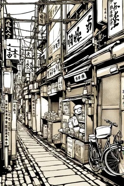 Tokyo alleys, line arts