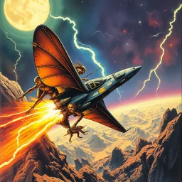 a high definition screen shot of a ancient comic book cover detailing the creatures found on other worlds, reta high definition screen shot of a jet-fighter vw-beetle, retrofuturistic, phototrealism, in flight, one subject, thunderstormncc 1701 enterprise Macabre Rapture End of days Revelation scene,rofuturistic, phototrealism, Macabre Rapture End of days Revelation scene, isanely detailed matte oil painting, sinner apotheosis,diagonal composition, unbalanced, abstract surreal horror, eerie,